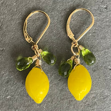 Load image into Gallery viewer, Lemon and Peridot Earrings, 14k Gold Filled