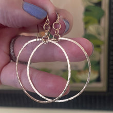 Load image into Gallery viewer, 1.5” Hammered Hoop Earrings style - AMY Dangle, in 14K Gold Filled, sterling Silver OR 14k Rose Gold Filled, Size: 1.5” diameter
