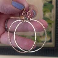 1.5” Hammered Hoop Earrings style - AMY Dangle, in 14K Gold Filled, sterling Silver OR 14k Rose Gold Filled, Size: 1.5” diameter