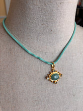 Load image into Gallery viewer, Amazonite and Blue Topaz Pendant Necklace, Aqua Cord