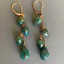 Load image into Gallery viewer, Chrysocolla and Turquoise Rose Gold Earrings, OOAK