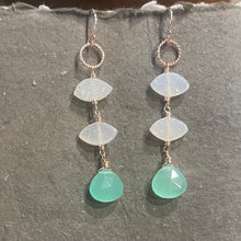 Load image into Gallery viewer, Cloud Dancer PantoneTM Color of the Year 2026 Druzy Aqua Chalcedony Earrings, metal and earwire options, limited quantity