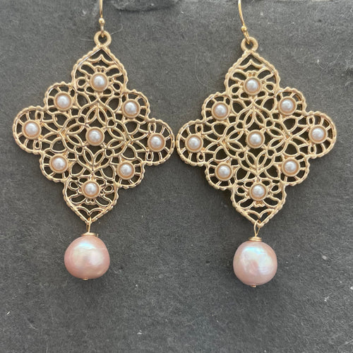 Edison Pearl Chandelier Earrings, OOAK