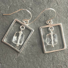 Load image into Gallery viewer, Rock Crystal Quartz Square Earrings