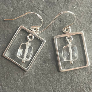 Rock Crystal Quartz Square Earrings