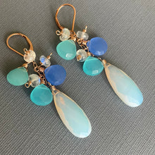 Load image into Gallery viewer, Opalite and Chalcedony Earrings, Metal Options