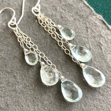 Load image into Gallery viewer, Dripping with Aquamarine Cable Chain Earrings
