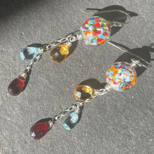 Load image into Gallery viewer, Sterling Version Klimt-ish Murano Glass and Gemstone Dangle Earrings