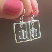 Load image into Gallery viewer, Rock Crystal Quartz Square Earrings