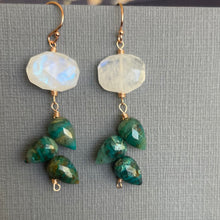 Load image into Gallery viewer, Chrysocolla and Moonstone Rose Gold Earrings, OOAK