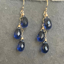 Load image into Gallery viewer, Sapphire Blue Trio Cascade Earrings
