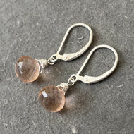 Mini Morganite Peach Earrings, peach fuzz color of the year