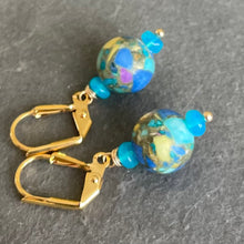 Load image into Gallery viewer, Jasper and Blue Opal Round Earrings, OOAK