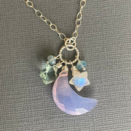 Lavender Moon and Stars Necklace, one in stock