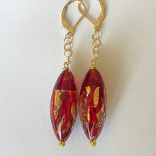 Load image into Gallery viewer, Miss Scarlet Sommerso Murano Glass Dangle Earrings, OOAK