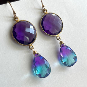 Amethyst And Doublet Cascade Earrings, OOAK