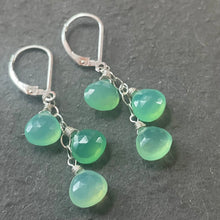 Load image into Gallery viewer, Chrysoprase Trio Cascade Earrings
