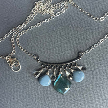 Load image into Gallery viewer, Labradorite Moroccan Cut and Peruvian Opal Necklace, OOAK