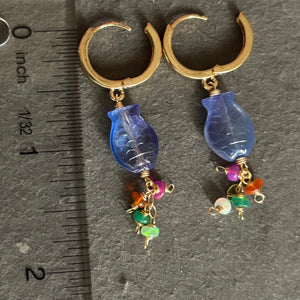 Periwinkle Blue Fish and Opal Earrings