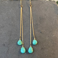 Turquoise Tassel Earrings, OOAK