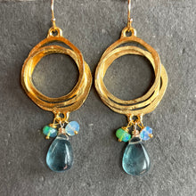 Load image into Gallery viewer, Multi Hoop Fluorite and Opal Earrings, OOAK