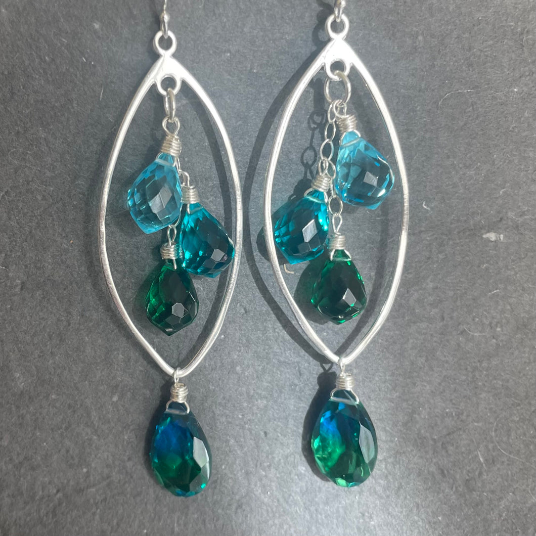 Sea Time Doublet Dewdrop Marquise Earrings