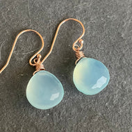 Soft Blue Chalcedony Earrings, metal and earwire options