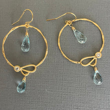 Load image into Gallery viewer, Natural Blue Topaz Butterfly Hoop Earrings, OOAK