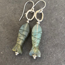 Load image into Gallery viewer, Reserved Carved Labradorite Fish earrings