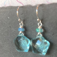 Load image into Gallery viewer, Blue Quartz and Opal Star Earrings, metal choices