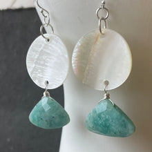 Load image into Gallery viewer, Amazonite and Mother of Pearl Dangles, OOAK