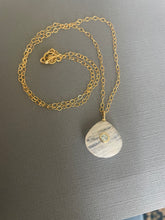 Load image into Gallery viewer, Blue Topaz Rainbow Moonstone Inlay  Cut Necklace