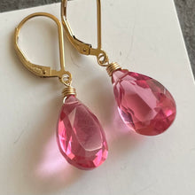 Load image into Gallery viewer, Sparkling Tourmaline Pink Dangle Earrings