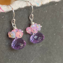 Load image into Gallery viewer, Opal and Lavender Quartz Cluster Earrings