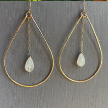 Load image into Gallery viewer, The Katie Hammered 2.5" Hoop Earrings with Smooth Moonstones, OOAK