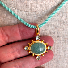 Load image into Gallery viewer, Amazonite and Blue Topaz Pendant Necklace, Aqua Cord