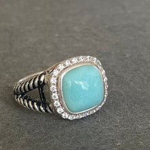 Load image into Gallery viewer, Larimar and Sterling Silver Ring sz 8.25