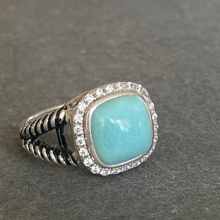 Larimar and Sterling Silver Ring sz 8.25