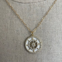 Load image into Gallery viewer, Gold and Pave Cubic Zirconia Compass Necklace