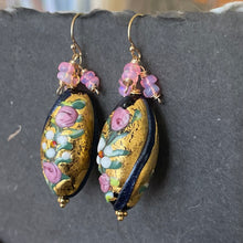 Load image into Gallery viewer, Golden Flora Murano Glass and Opal Earrings