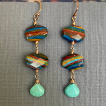 Load image into Gallery viewer, Rainbow Calsilica and Turquoise Dangles, OOAK