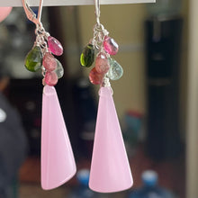 Load image into Gallery viewer, Summer Pink Tourmaline and Quartz Dangles, OOAK