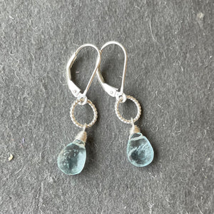 Aquamarine Hooplette earrings, OOAK
