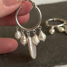 Load image into Gallery viewer, Freshwater Pearl Sterling Silver Hoop Earrings