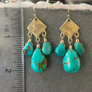 Natural Turquoise Marquise Artisan Chandeliers, OOAK