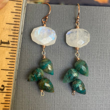 Load image into Gallery viewer, Chrysocolla and Moonstone Rose Gold Earrings, OOAK