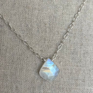 Rainbow Moonstone Moroccan Cut Necklace, OOAK