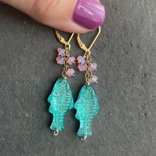 Load image into Gallery viewer, Two-Sided Czech Fish Earrings