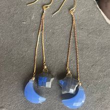 Load image into Gallery viewer, Moon and Star Tassel Earrings, Chalcedony and Labradorite