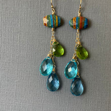 Load image into Gallery viewer, Rainbow Calsilica Cascade Earrings, OOAK